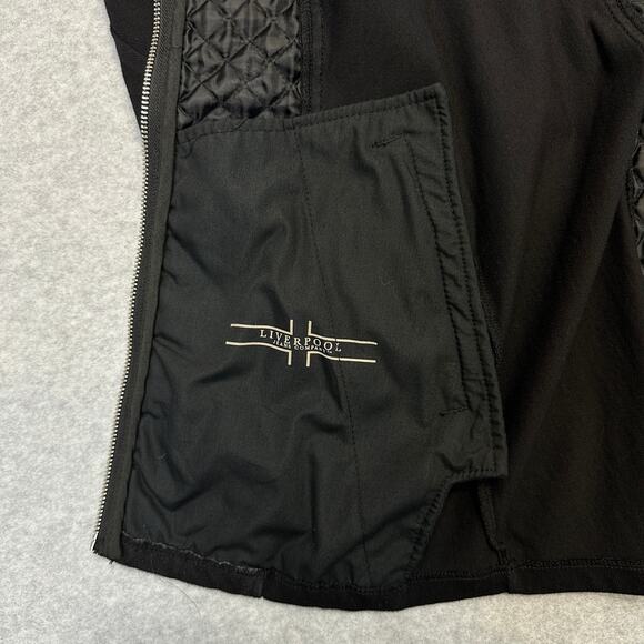 Liverpool Nereus Quilted Panel Denim Jacket Womens S Black Full Zip Thumb Holes - Picture 9 of 12